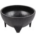 A black polypropylene molcajete bowl with legs.