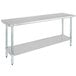 A Regency stainless steel work table with a shelf and galvanized legs.