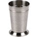 A silver World Tableware stainless steel mint julep cup with a pattern on it.