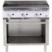 A stainless steel Cooking Performance Group gas charbroiler with knobs and a shelf.