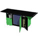 A green and black Lakeside mobile dining station with a black top.