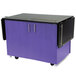 A Lakeside purple and black cabinet with wheels.