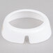 A white circular Tablecraft plastic collar with beige lettering.