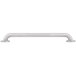 A stainless steel rectangular grab bar with white ends.