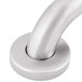 A close-up of a stainless steel Lavex restroom grab bar.