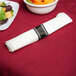 Visions 17" x 17" White Pre-Rolled Linen-Feel Napkin and Clear Heavy Weight Plastic Cutlery Set - 100/Case Main Thumbnail 1