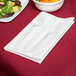 Visions 17" x 17" White Pre-Rolled Linen-Feel Napkin and Clear Heavy Weight Plastic Cutlery Set - 25/Pack Main Thumbnail 4