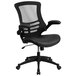 Flash Furniture BL-X-5M-LEA-GG Mid-Back Black Mesh and Leather Office Chair with Flip-Up Arms and Nylon Base Main Thumbnail 1