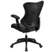 A Flash Furniture black mesh high-back office chair with a leather seat and wheels.