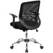 A Flash Furniture black mesh office chair with a mesh back and seat and wheels.