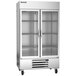 A Beverage-Air Horizon Series glass door reach-in refrigerator with LED lighting.