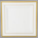 Fineline Silver Splendor 5510-BO 10" Bone / Ivory Plastic Square Plate with Gold Bands - 120/Case Main Thumbnail 2