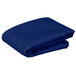 A folded blue Intedge square cloth table cover.