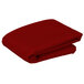 A stack of red folded Intedge square table covers on a white background.
