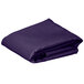 A folded purple rectangular table cover on a white background.