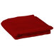 A folded red Intedge round table cover on a white background.