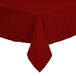 A red Intedge rectangular table cover on a table.