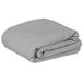 A folded gray Intedge rectangular cloth table cover.