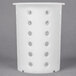 A white polypropylene cylinder with holes.
