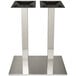 BFM Seating PHTB1630SST Elite Bar Height Outdoor / Indoor 16" x 30" Brushed Stainless Steel Double Column Rectangular Table Base Main Thumbnail 1