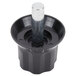 A black plastic and metal knob with a metal post for Avantco meat slicers.
