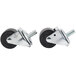 A set of 4 Master-Bilt swivel stem casters with black wheels and metal stems.