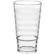 A clear GET Orbis plastic tumbler with stripes.