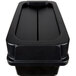A Continental black plastic rectangular wall hugger trash can with a lid.