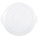 A white plastic lid with handles on a white surface.