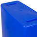 A blue rectangular Continental wall hugger recycling bin with a lid and slot.