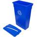 A blue rectangular Continental recycling bin with a lid and a slot for recycling.