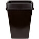 A brown Continental rectangular wall hugger trash can and drop shot lid.