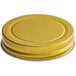 A gold metal lid for an Acopa Rustic Charm mason jar with a white background.