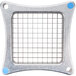 A silver metal Nemco Easy Chopper III blade with blue handles and a metal grid with square holes.