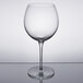 A close-up of a Libbey Reserve red wine glass with a clear surface and reflection.