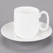 A 10 Strawberry Street white Bone China espresso cup and saucer on a white background.