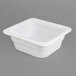 A white square Thunder Group food pan with a white lid.