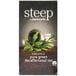 A box of Steep By Bigelow Organic Pure Green Decaffeinated Tea Bags on a white background.
