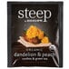 A black box of Steep By Bigelow Organic Dandelion and Peach Tea Bags on a table.