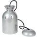 A silver Nemco ceiling mount infrared bulb food warmer with a black cord.