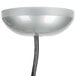 A Nemco ceiling mount infrared bulb food warmer with a silver bowl and black handle hanging from a black cable.