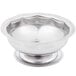 A silver bowl with a round edge.