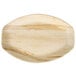 An EcoChoice oval palm leaf tray with a patterned edge.