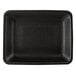 A black foam meat tray with a square shape and a black rim.
