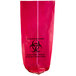 A red plastic bag with black text that reads "Biohazard"