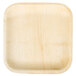An EcoChoice square wooden plate with a textured surface.