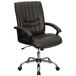 Flash Furniture BT-9076-BRN-GG Mid-Back Espresso Brown Leather Manager's Office Chair with Chrome Finished Base Main Thumbnail 1
