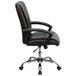 A Flash Furniture black leather office chair with chrome legs and wheels.