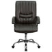 A Flash Furniture black leather office chair with chrome base and wheels.