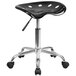 Flash Furniture LF-214A-BLACK-GG Black Office Stool with Tractor Seat and Chrome Frame Main Thumbnail 1